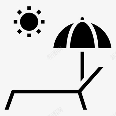 日光浴躺椅夏季图标图标