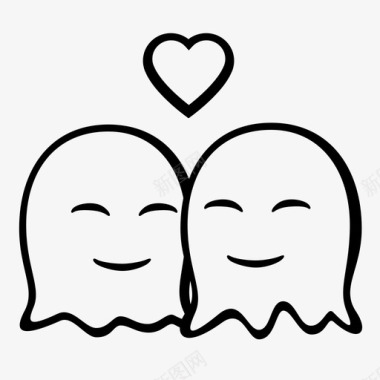 情侣银手镯恋爱中的鬼魂情侣表情符号图标图标