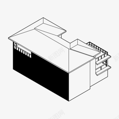 时光之轴房屋轴测建筑家庭住宅图标图标