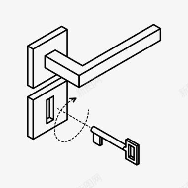 钥匙配对门把手关回家图标图标
