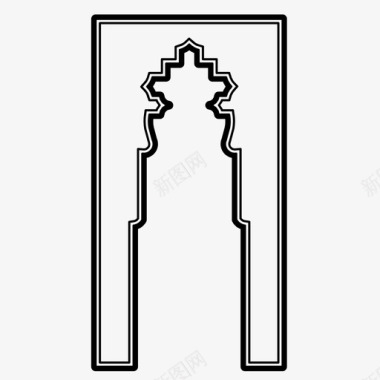 式男装伊斯兰拱门阿拉伯式建筑装饰图标图标
