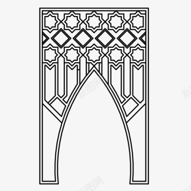 寒食节装饰图案伊斯兰拱门建筑装饰图标图标