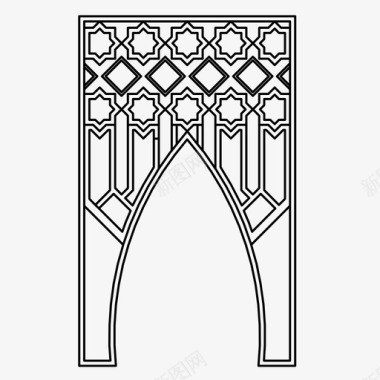 带电式伊斯兰拱门建筑装饰图标图标