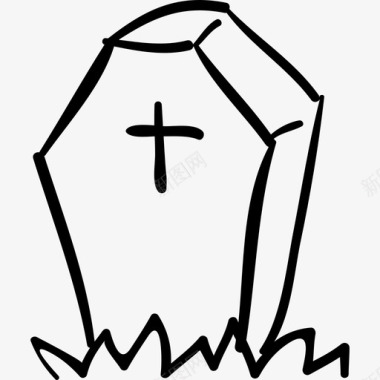 万圣节墓碑棺材形状有十字架万圣节手工绘制图标图标