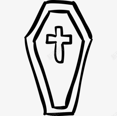 十字架棺材万圣节万圣节手绘图标图标