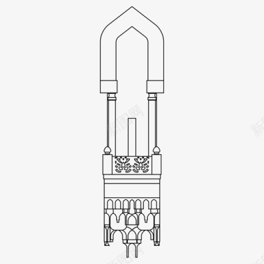 矢量阿拉伯美女伊斯兰图案阿拉伯建筑图标图标