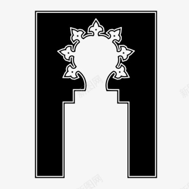 简洁装饰标识伊斯兰拱门阿拉伯式建筑装饰图标图标