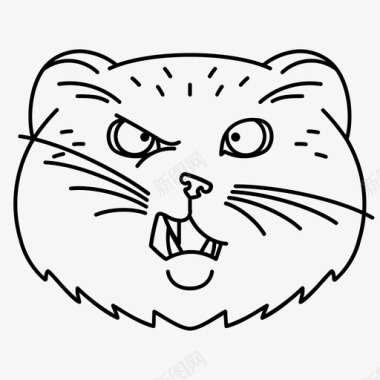 怪异的帕拉斯猫动物斜眼图标图标