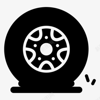 瘪胎轮胎车轮图标图标