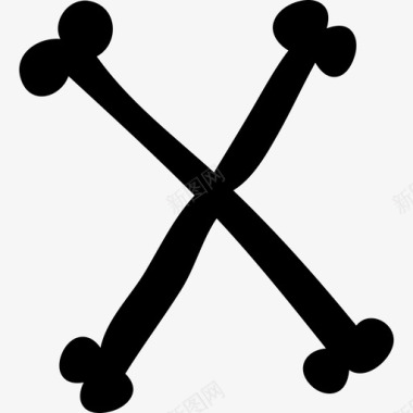字母X的骨头填充形状万圣节排版标志abc骨头填充图标图标