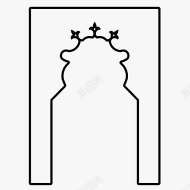 路灯装饰图案伊斯兰拱门阿拉伯式建筑装饰图标图标