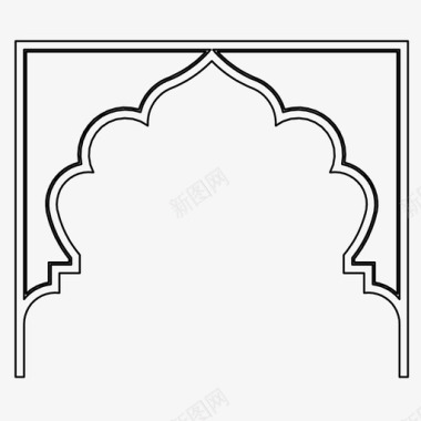 伊斯兰拱门建筑装饰图标图标