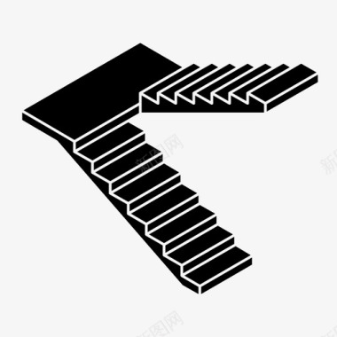 多彩台阶楼梯间上升楼梯图标图标