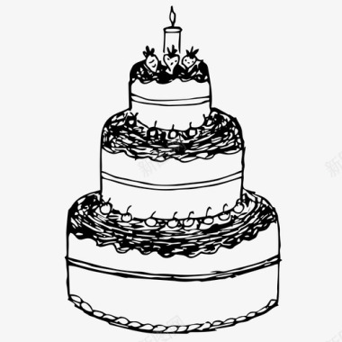 生日蛋糕食物手绘图标图标