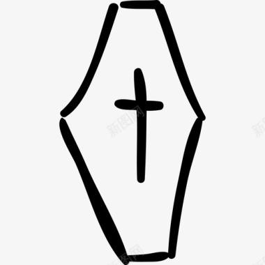 十字架棺材手绘十字架形状万圣节万圣节手绘图标图标