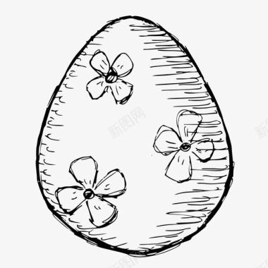 复活节彩蛋春天手绘图标图标