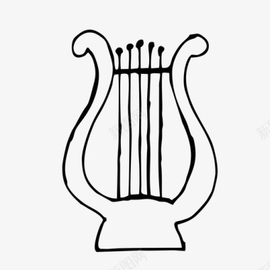 七弦琴手绘音乐图标图标
