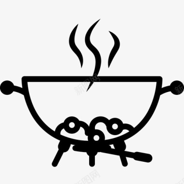 烧烤中的余烬烧烤加热图标图标
