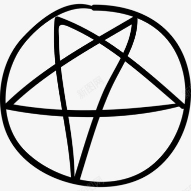 黑魔法之星在一个圆圈标志万圣节手绘图标图标