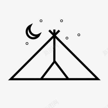 帐篷远足夜晚图标图标