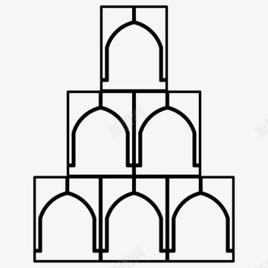 阿拉伯花纹拱门伊斯兰图标图标