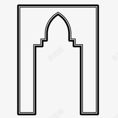 厕所装饰图标伊斯兰拱门阿拉伯式建筑装饰图标图标