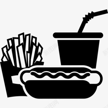 热狗套餐快餐薯条图标图标