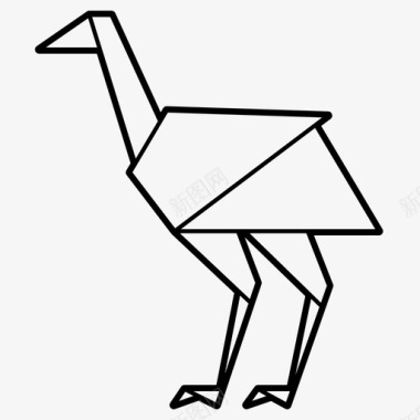鸵鸟动物折叠图标图标