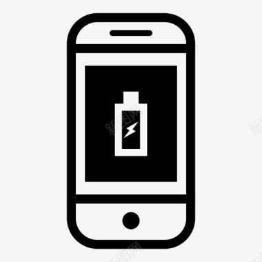 智能手机电池充电智能手机黑色图标图标
