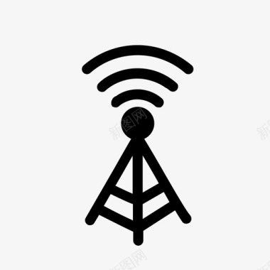 清新立体wifi塔通信塔信号塔图标图标