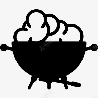 吸烟烤架烹饪烟熏图标图标