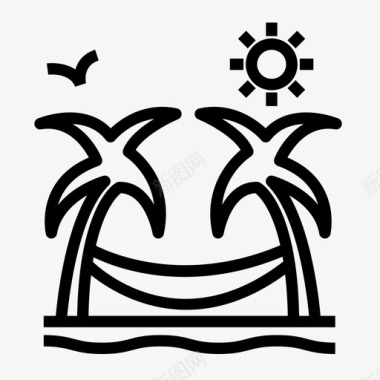 海滩沙滩伞吊床图标图标