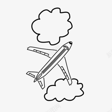 飞机云彩旅游图标图标