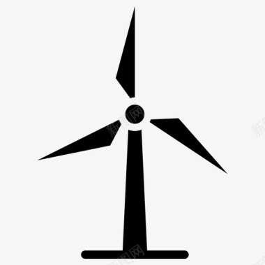 风力涡轮机电力能源图标图标