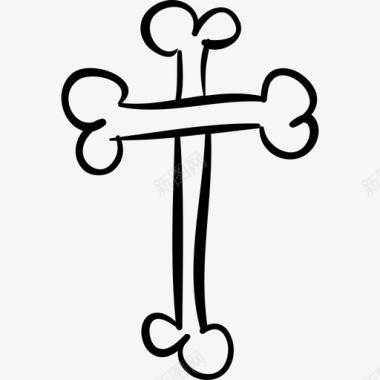 骨交叉宗教万圣节标志轮廓标志万圣节手绘图标图标
