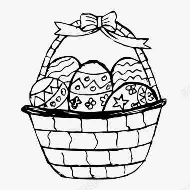 复活节篮子带蛋篮子复活节彩蛋图标图标