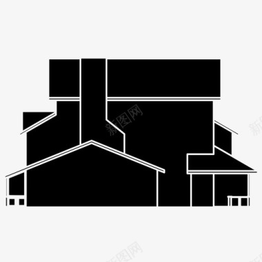 彩会建筑房屋建筑家庭图标图标