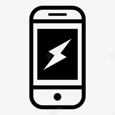 智能手机充电闪电智能手机黑色图标图标