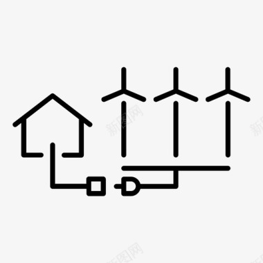 风能发电房屋电力图标图标