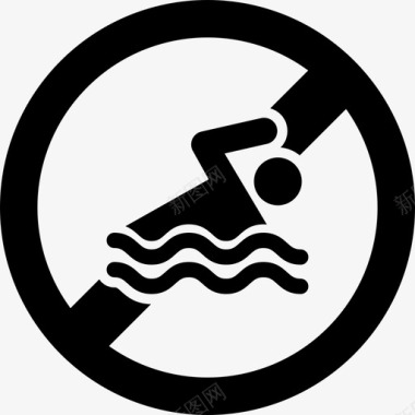 禁止游泳游泳池水图标图标