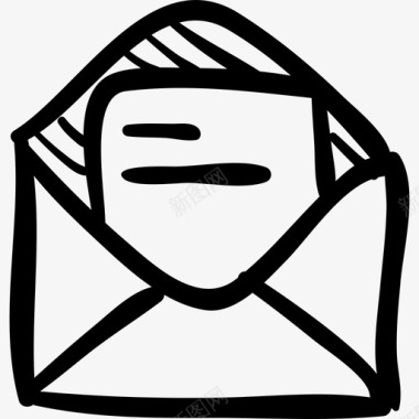 电子邮件打开草图信封界面社交媒体手绘图标图标