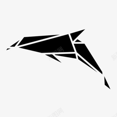 海豚动物折叠图标图标