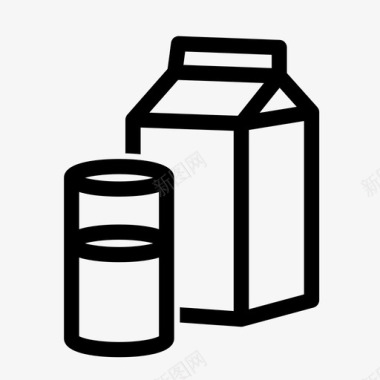 牛奶盒饮料玻璃杯图标图标