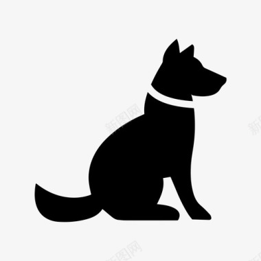 坐着狗动物项圈图标图标
