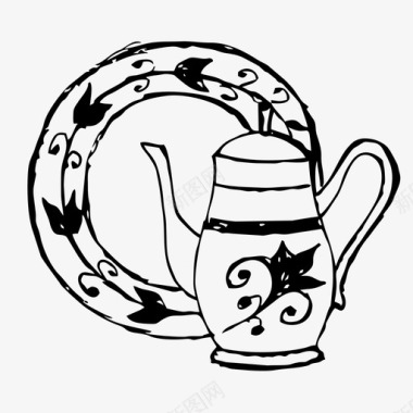 茶具菜品素描图标图标