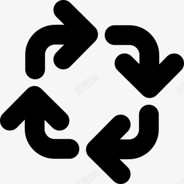 四个PNG高清四个圆形箭头按顺时针方向方形旋转箭头设置为3图标图标
