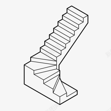 弯曲楼梯楼梯上升施工图标图标