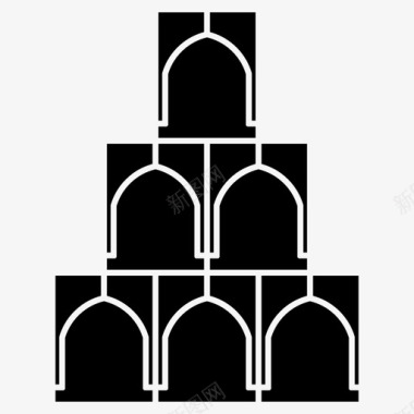 阿拉伯花纹拱门伊斯兰图标图标