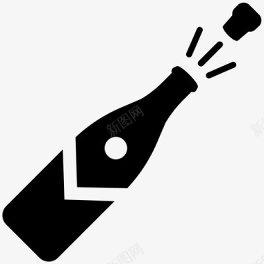 生日香槟酒瓶子图标图标