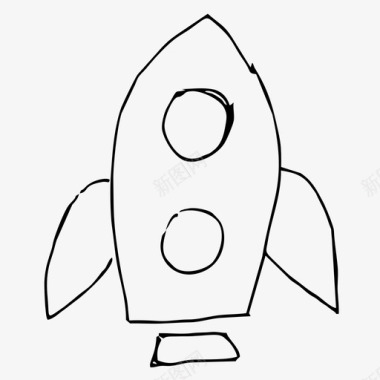 我的太空梦火箭手绘素描图标图标